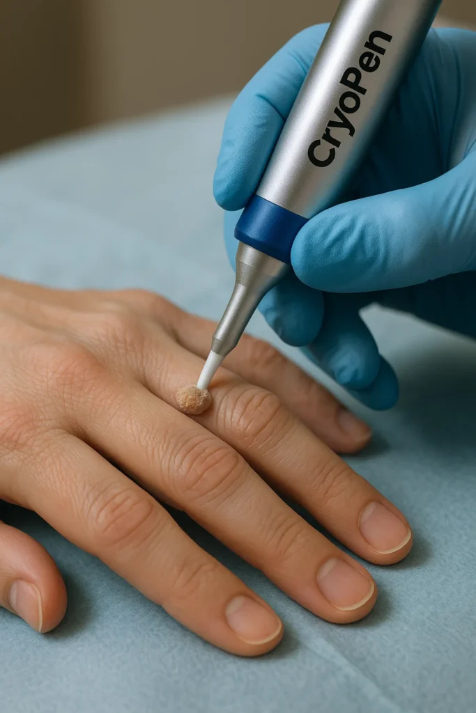 example of cryopen wart removal Livingston treatment on a persons finger