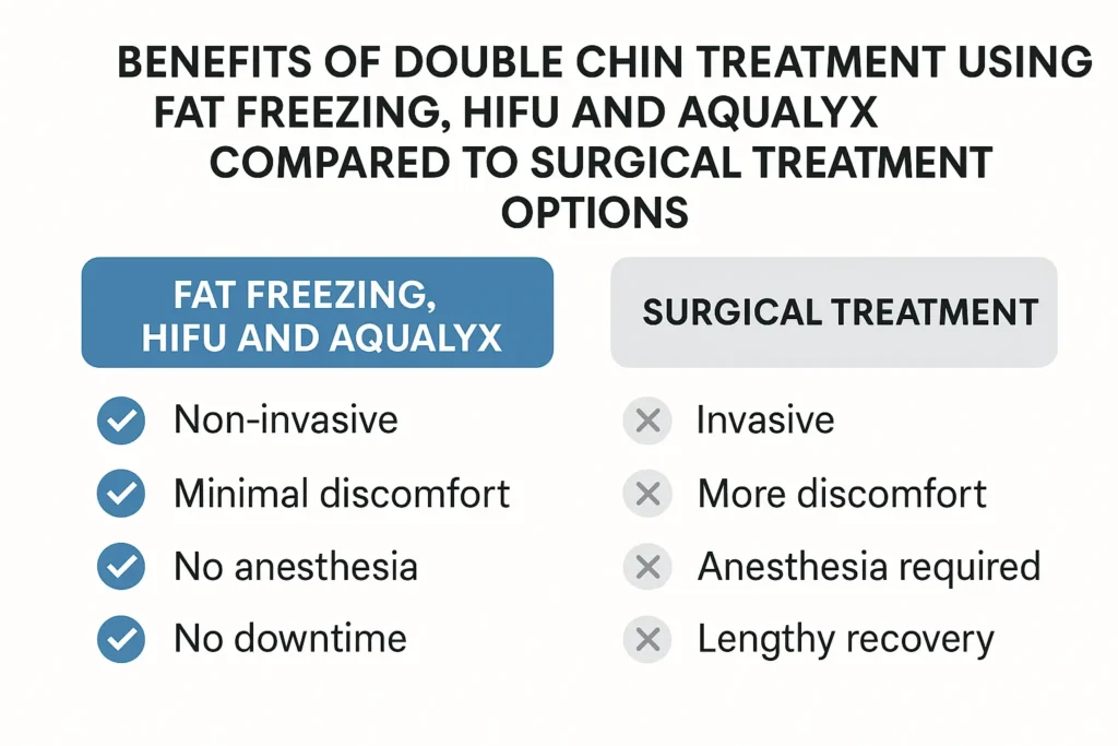 Graphic about the benefits of double chin treatment Livingston - from LA LIPO