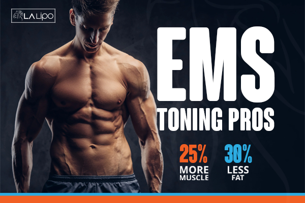 Graphic of man with toned body showing the benefits of LA-EMS Body Sculpting Livingston treatment